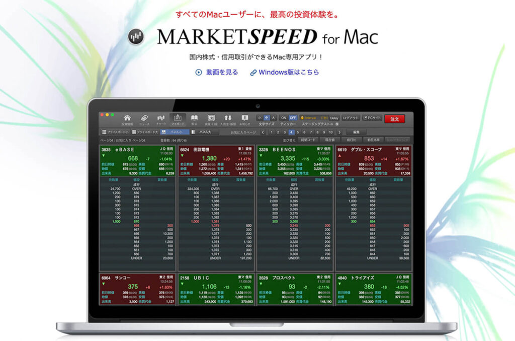 楽天証券「MARKETSPEED for Mac」の画像